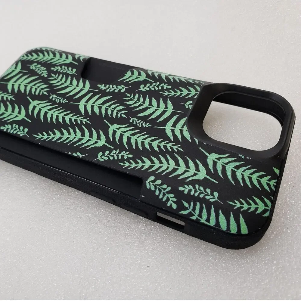 Smartish iPhone 14 Wallet Case Wallet Slayer Vol 1 - Black Fern Leaf Cover